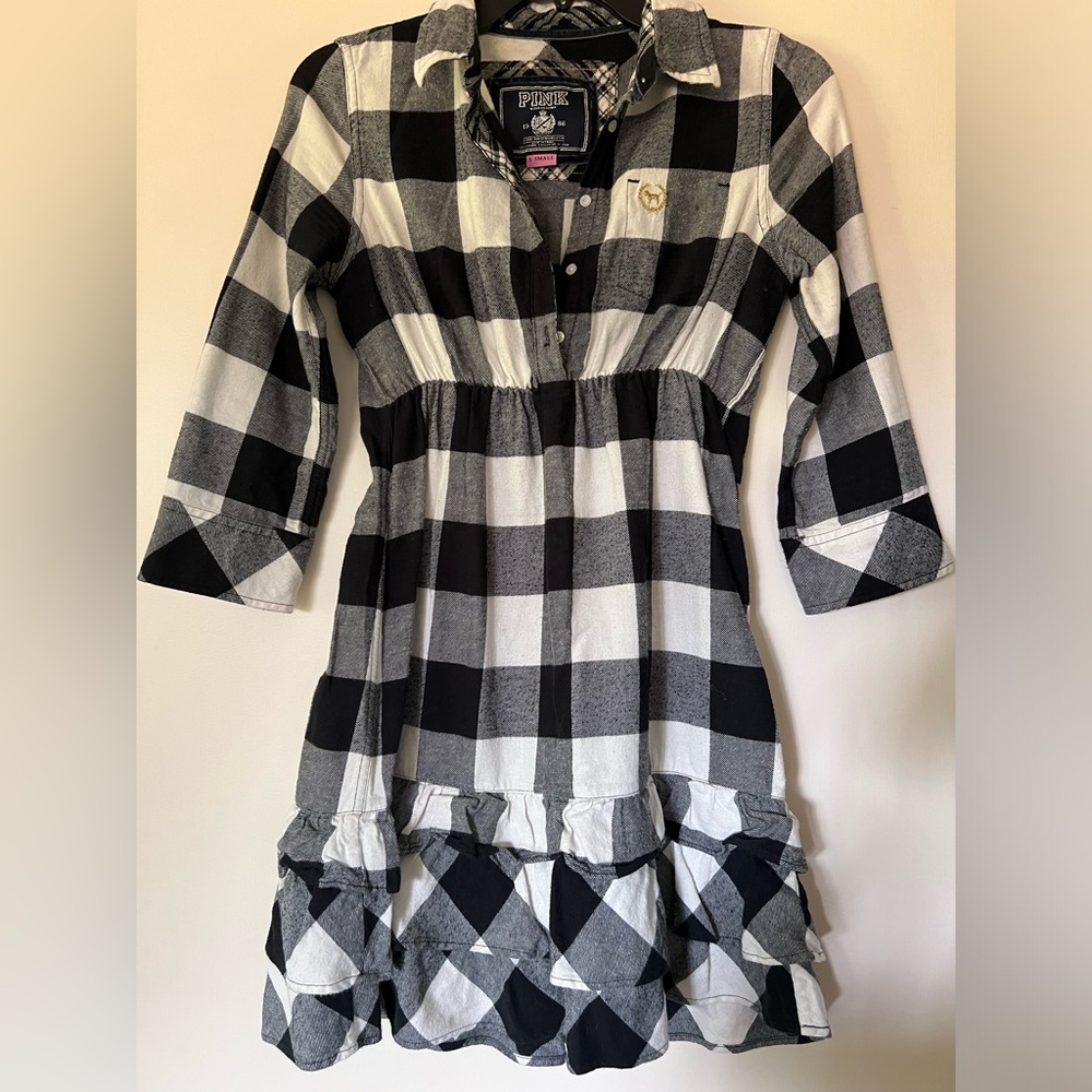PINK Plaid Flannel Dress XS